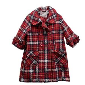 New York Laundry Pea Coat Womens 8 Tartan Tweed 1960s Wool Blend Preppy Academia